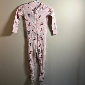 Hanna Andersson Pink Mouse Pajamas Footed  Baby Toddler 18 24 Mo Organic Cotton